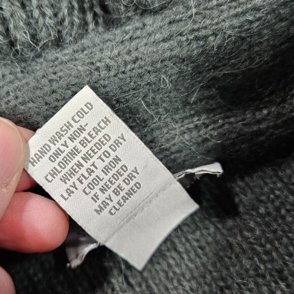 Soft Surroundings Cardigan Womens Small Green Alpaca Wool Blend Rosette Neck - Picture 4 of 8